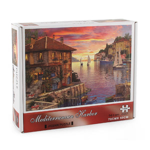 Mediterranean Harbor Wooden 1000 Piece Jigsaw Puzzle Toy For Adults and Kids
