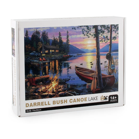 Darrell Bush Canoe Lake Wooden 1000 Piece Jigsaw Puzzle Toy For Adults and Kids