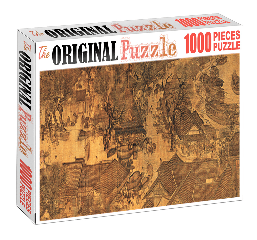 Ancient Crowded Village Wooden 1000 Piece Jigsaw Puzzle Toy For Adults and Kids
