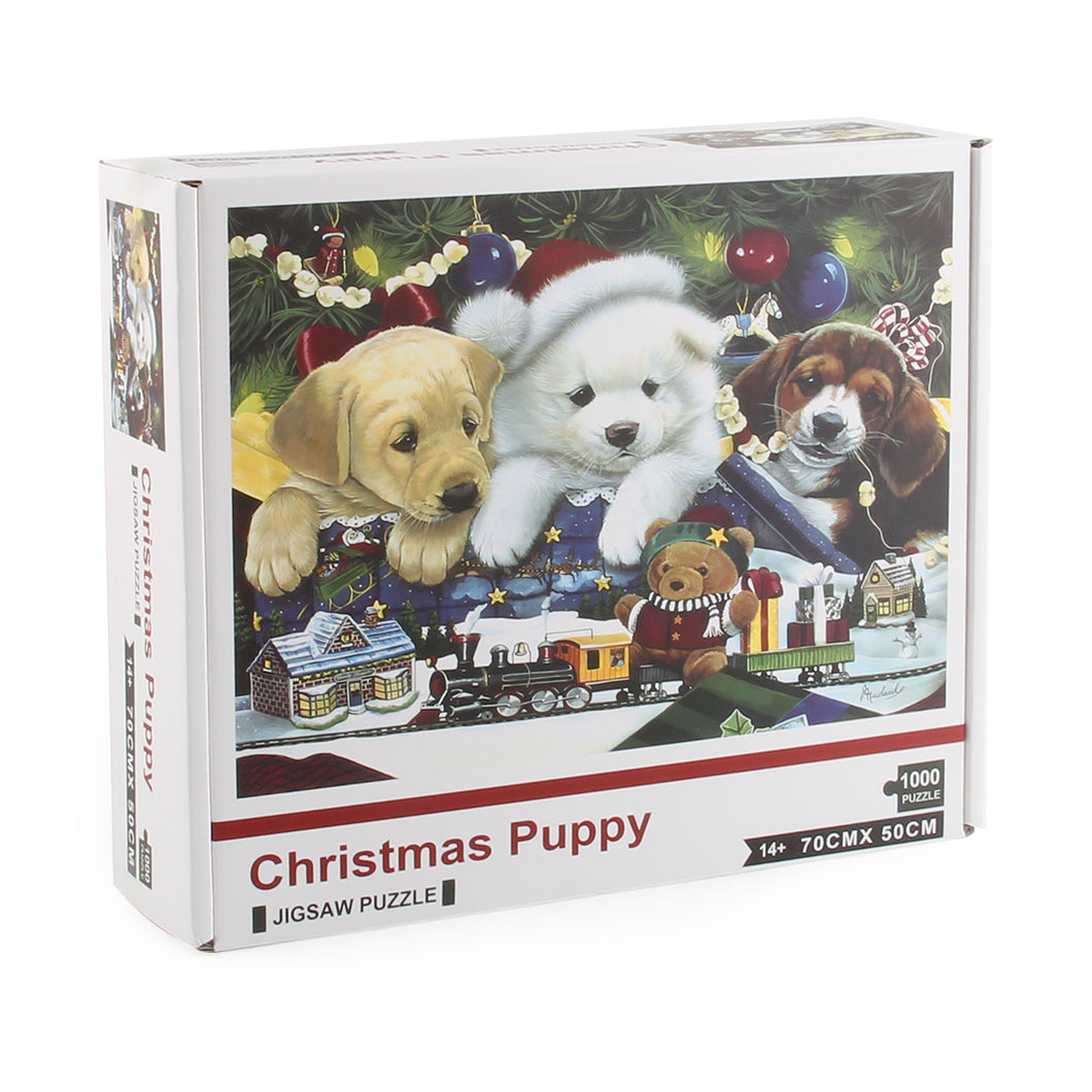 Christmas Puppy Wooden 1000 Piece Jigsaw Puzzle Toy For Adults and Kids