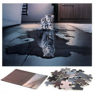 Cat and Tiger Wooden 1000 Piece Jigsaw Puzzle Toy For Adults and Kids