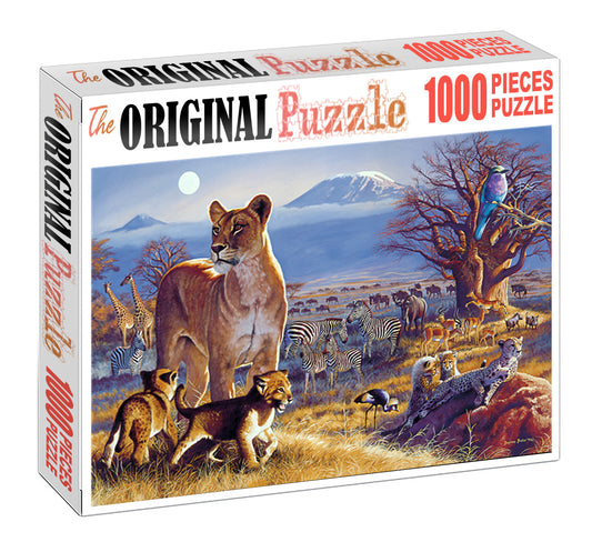 Lioness with Cubs Wooden 1000 Piece Jigsaw Puzzle Toy For Adults and Kids