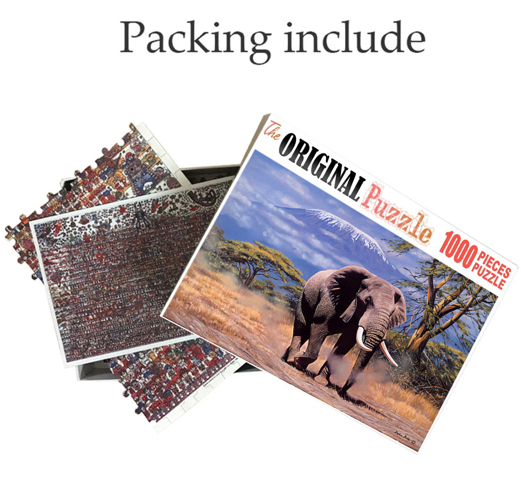 African Elephant  Wooden 1000 Piece Jigsaw Puzzle Toy For Adults and Kids