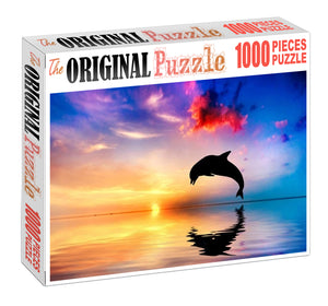 Dolphin Sunset Wooden 1000 Piece Jigsaw Puzzle Toy For Adults and Kids