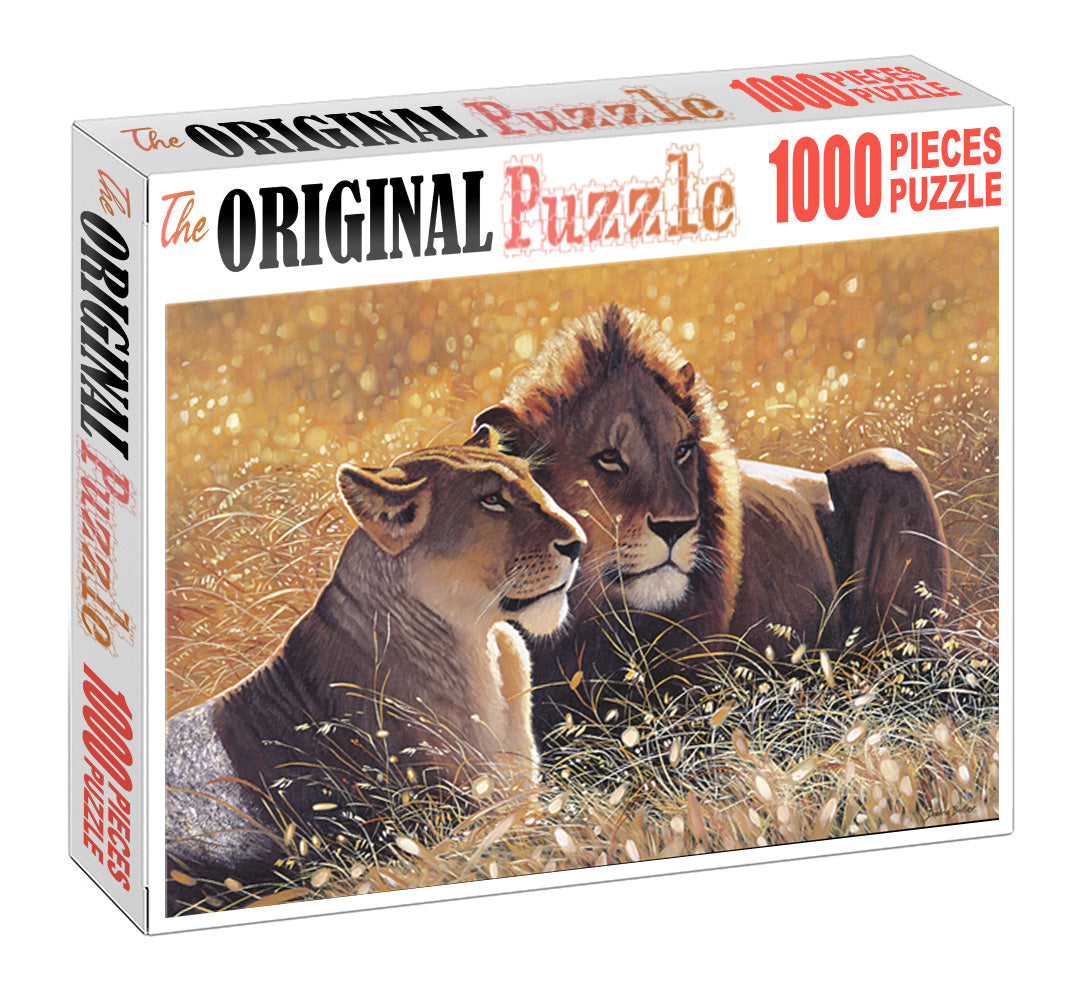 Lion and Lioness Wooden 1000 Piece Jigsaw Puzzle Toy For Adults and Kids