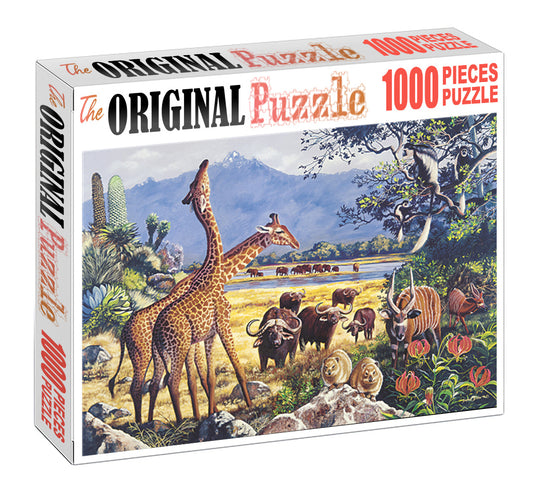 Giraffes in the Jungle Wooden 1000 Piece Jigsaw Puzzle Toy For Adults and Kids