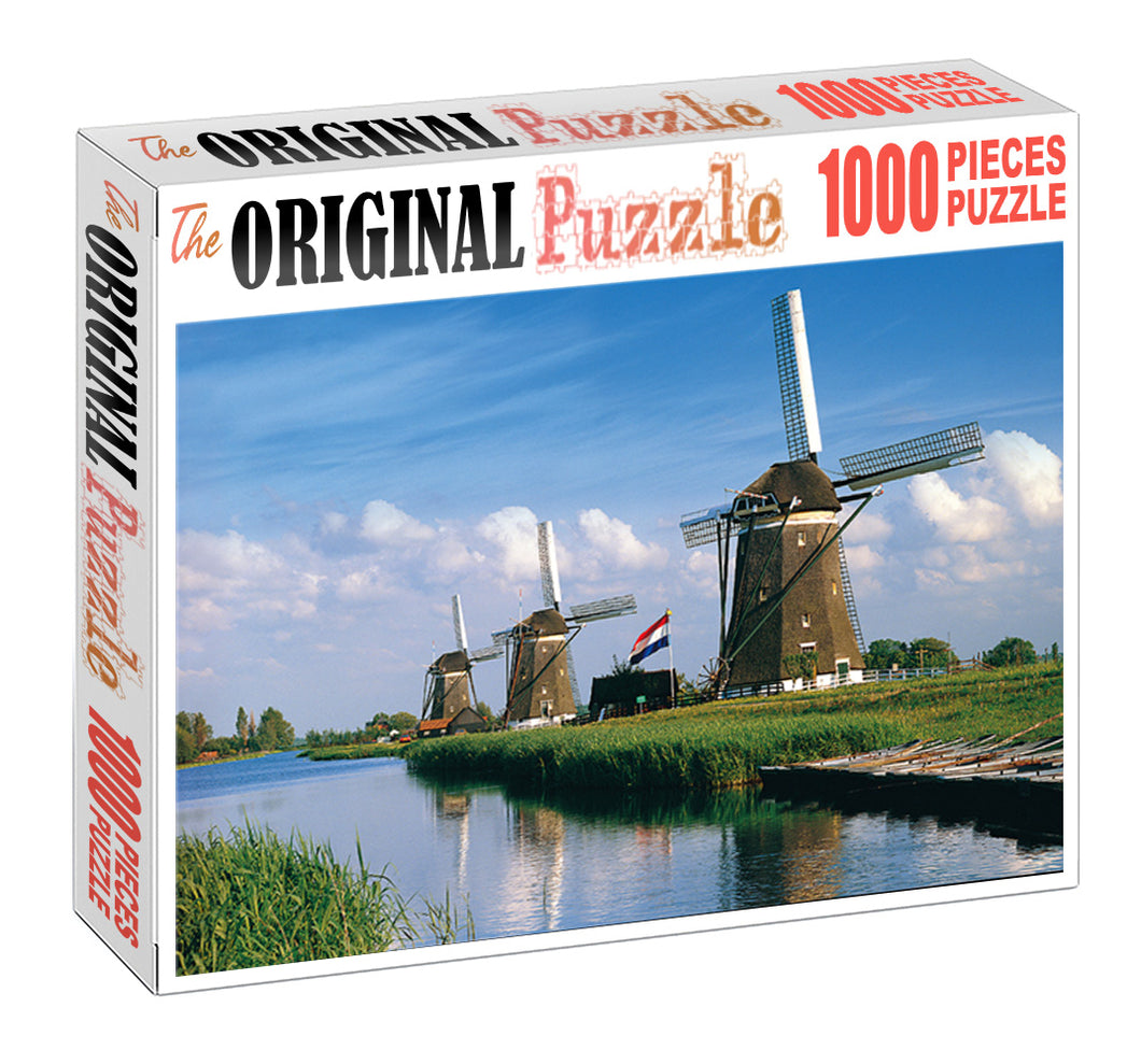 Three Windmills is Wooden 1000 Piece Jigsaw Puzzle Toy For Adults and Kids