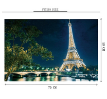 Glowing Eiffel Tower at Night Wooden 1000 Piece Jigsaw Puzzle Toy For Adults and Kids