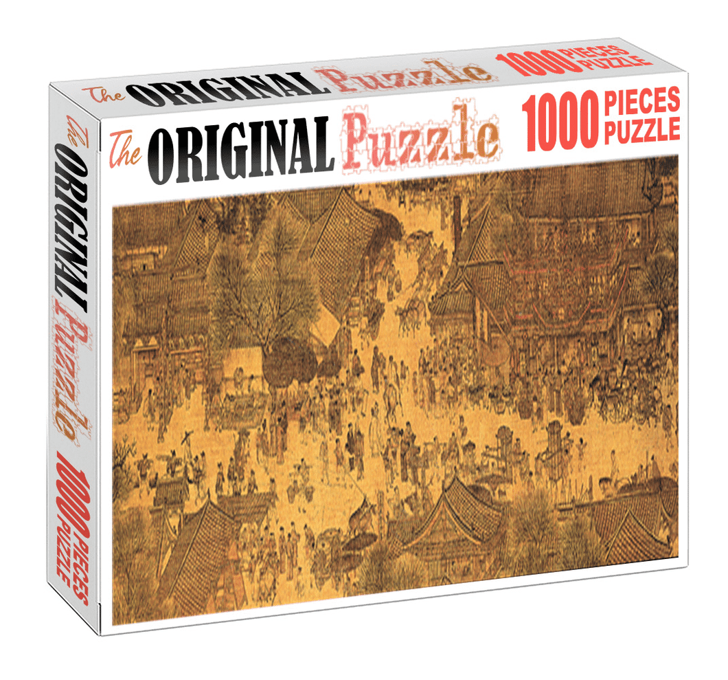 Weekly Village Market is Wooden 1000 Piece Jigsaw Puzzle Toy For Adults and Kids