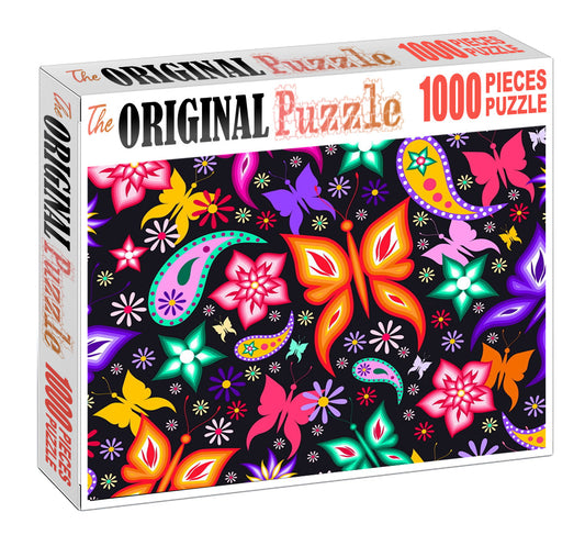 Neon Butterfly Art is Wooden 1000 Piece Jigsaw Puzzle Toy For Adults and Kids