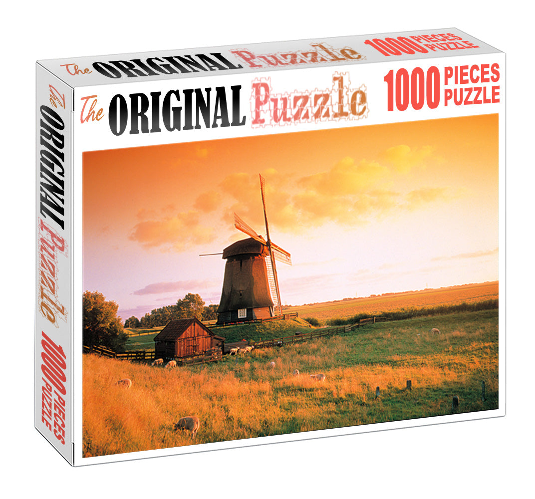 Village Windmill is Wooden 1000 Piece Jigsaw Puzzle Toy For Adults and Kids