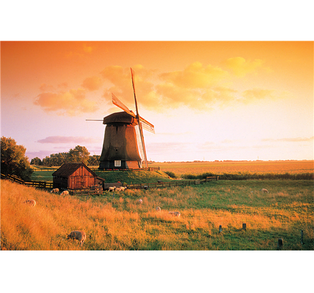 Village Windmill is Wooden 1000 Piece Jigsaw Puzzle Toy For Adults and Kids