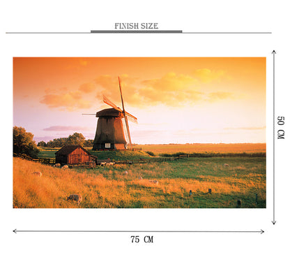 Village Windmill is Wooden 1000 Piece Jigsaw Puzzle Toy For Adults and Kids