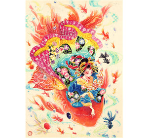 Maiden of Fortune Fish is Wooden 1000 Piece Jigsaw Puzzle Toy For Adults and Kids