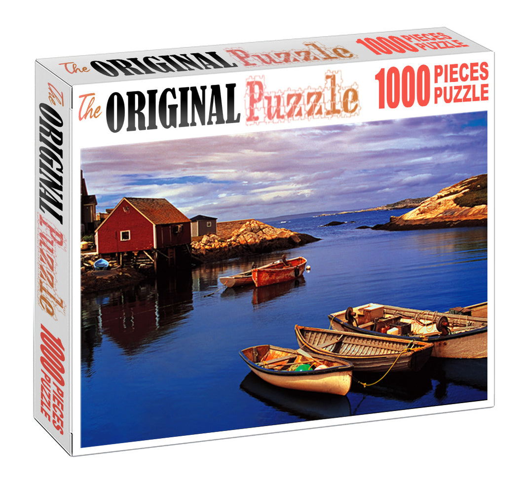 Boats on Dock is Wooden 1000 Piece Jigsaw Puzzle Toy For Adults and Kids