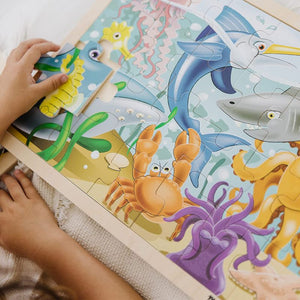 Ocean Animals Wooden Jigsaw Puzzle With Storage Tray