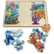 Ocean Animals Wooden Jigsaw Puzzle With Storage Tray