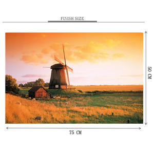 Windmill Landscape Wooden 1000 Piece Jigsaw Puzzle Toy For Adults and Kids