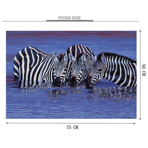 Zebras Enjoying The Water Wooden 1000 Piece Jigsaw Puzzle Toy For Adults and Kids