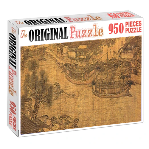 Ancient Painting Of Chinese Port Wooden 950 Piece Jigsaw Puzzle Toy For Adults and Kids
