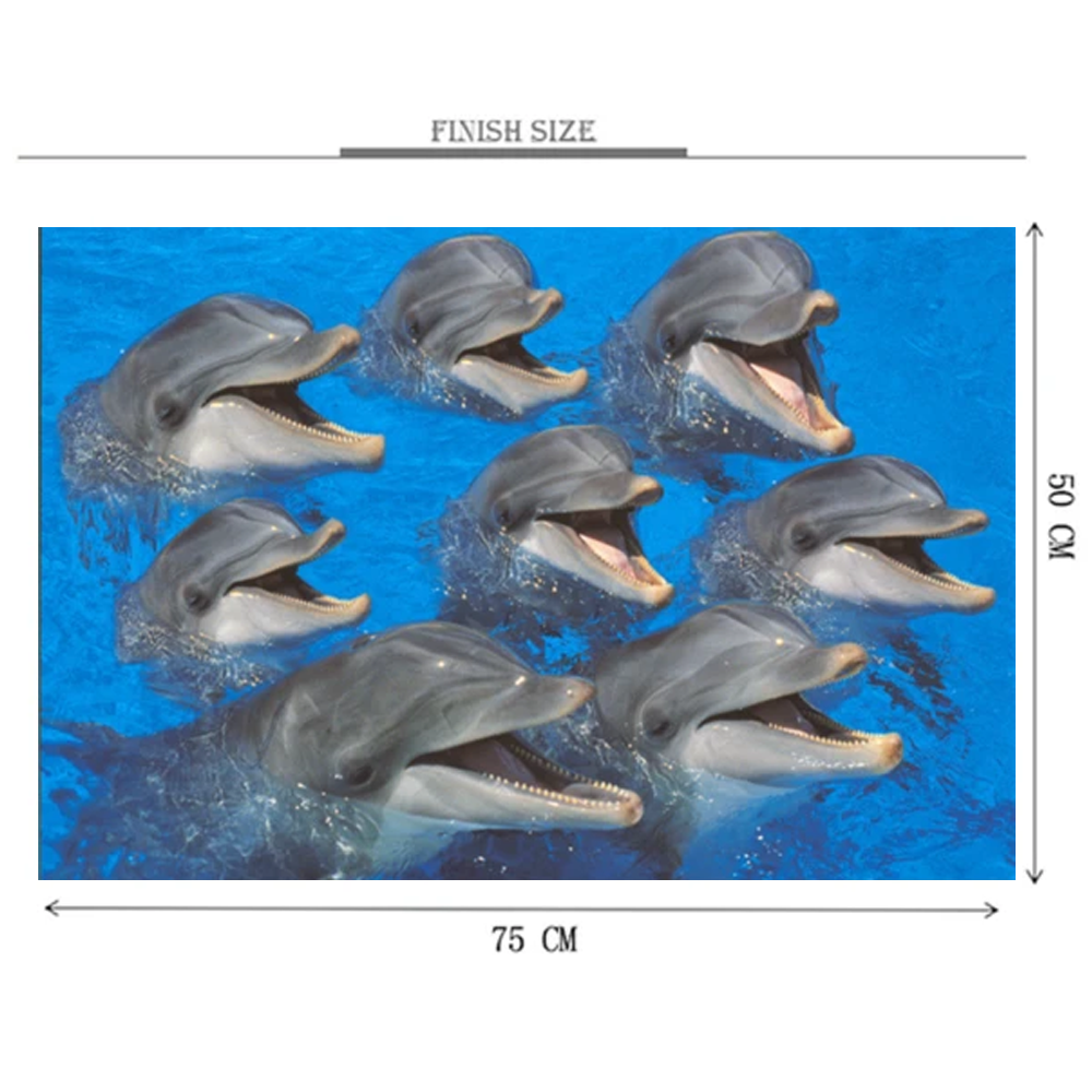 Funny Dolphins Wooden 1000 Piece Jigsaw Puzzle Toy For Adults and Kids