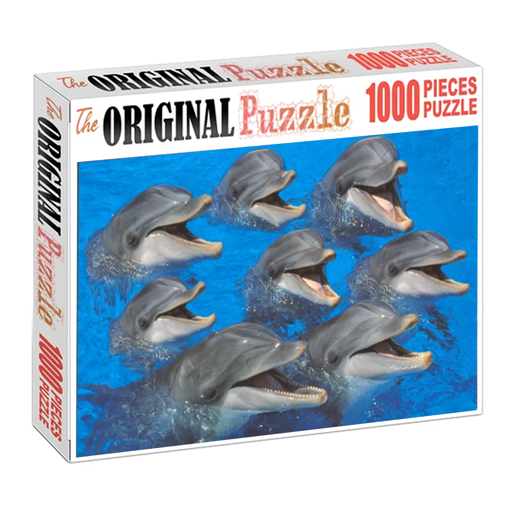 Funny Dolphins Wooden 1000 Piece Jigsaw Puzzle Toy For Adults and Kids