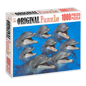 Funny Dolphins Wooden 1000 Piece Jigsaw Puzzle Toy For Adults and Kids