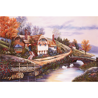 Swans By The House 1000 Piece Jigsaw Puzzle Toy For Adults and Kids