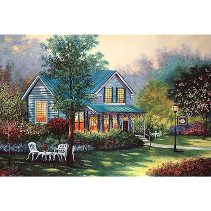 House In The Middle Of Nature Painting Wooden 1000 Piece Jigsaw Puzzle Toy For Adults and Kids