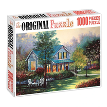 House In The Middle Of Nature Painting Wooden 1000 Piece Jigsaw Puzzle Toy For Adults and Kids