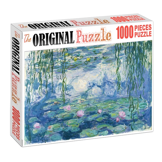 Water Lilies Painting Wooden 1000 Piece Jigsaw Puzzle Toy For Adults and Kids