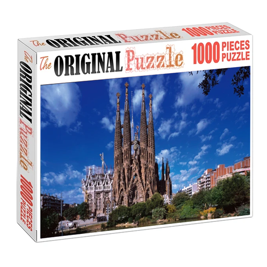 Temple Of The Holy Family in Barcelona Wooden 1000 Piece Jigsaw Puzzle Toy For Adults and Kids