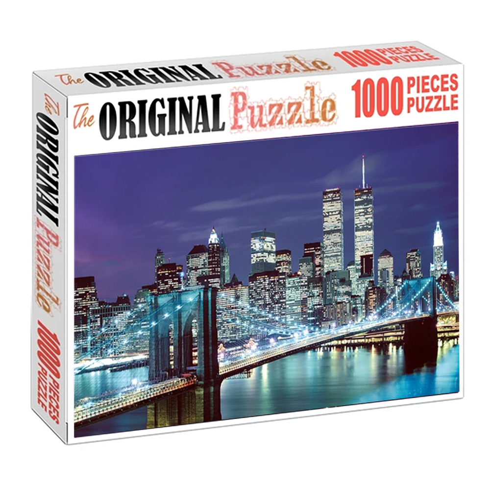 Amazing View of New York At Night Wooden 1000 Piece Jigsaw Puzzle Toy For Adults and Kids