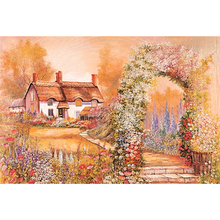 Floral Cottage Painting Wooden 1000 Piece Jigsaw Puzzle Toy For Adults and Kids