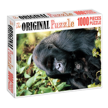 Dad Gorilla With His Baby Wooden 1000 Piece Jigsaw Puzzle Toy For Adults and Kids