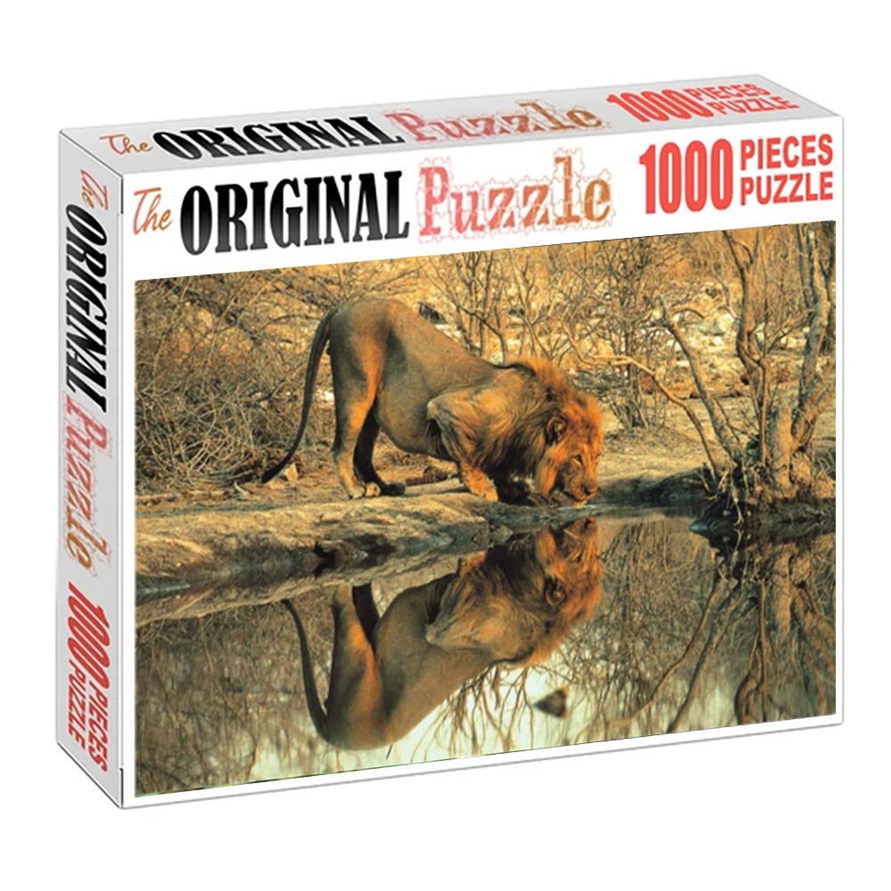 Lion On The River Bank Wooden 1000 Piece Jigsaw Puzzle Toy For Adults and Kids