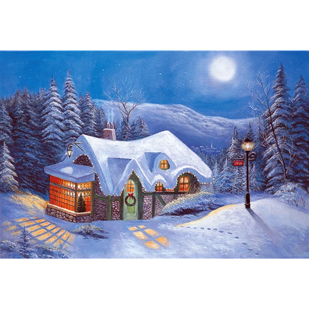 Snowy Night Painting Wooden 1000 Piece Jigsaw Puzzle Toy For Adults and Kids