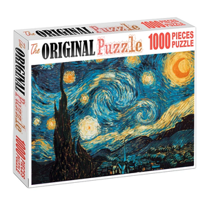 Starry Night By Vincent Van Gogh Wooden 1000 Piece Jigsaw Puzzle Toy For Adults and Kids